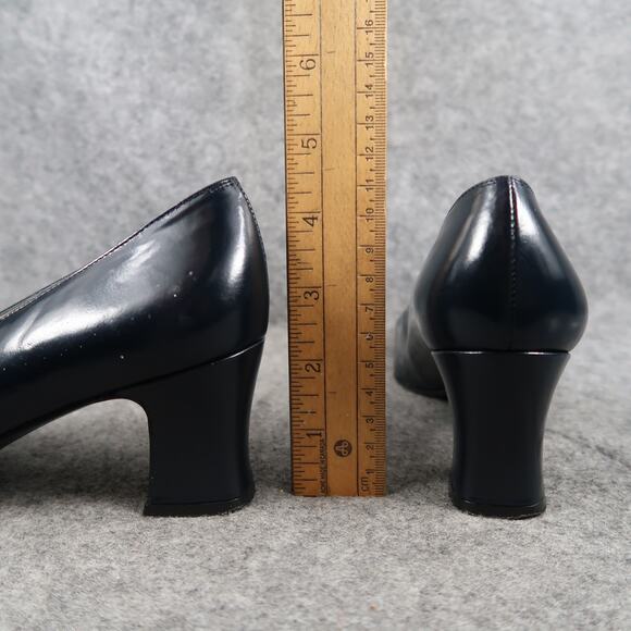 Stuart Weitzman Shoes Womens 6.5 Pumps Blue Leather Heels Classic Square Toe